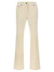 Women's Beige Cotton Flared Jeans Clothing