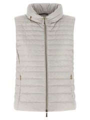 Women's Beige Polyester Sleeveless Jacket Clothing