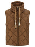 Women's Brown Polyamide Sleeveless Jacket Clothing