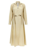 Women's Beige Cotton Long Dress