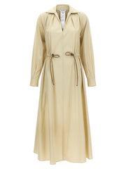 Women's Beige Cotton Long Dress