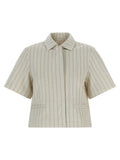 Women's Beige Cotton Full-Length Jacket Clothing