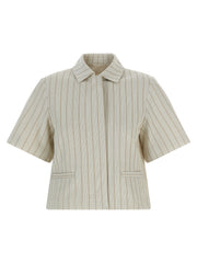 Women's Beige Cotton Full-Length Jacket Clothing