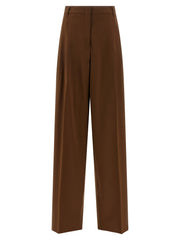 Women's Brown Virgin Wool Casual Pants
