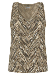 Women's Beige Silk Tank Tops