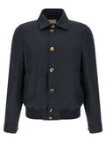Men's Blue Sisal Biker Jacket Clothing