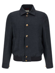 Men's Blue Sisal Biker Jacket Clothing