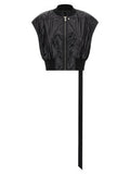 Women's Black Nylon Sleeveless Jacket Clothing