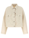 Women's Beige Cotton Denim Jacket Clothing