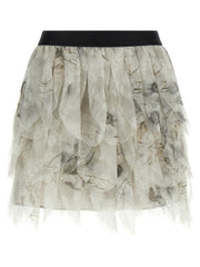Women's Gray Silk Long Skirt