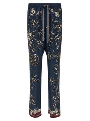 Men's Blue Silk Casual Pants