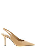 Women's Slingback Pump Beige Leather Satin Patent