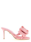 Women's Raffia Bow Heel Mule Pink