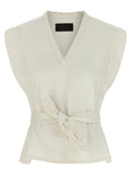 Women's White Cotton Sleeveless Jacket Clothing