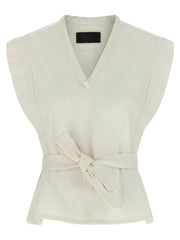 Women's White Cotton Sleeveless Jacket Clothing