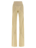 Women's Beige Silk Flared Pants