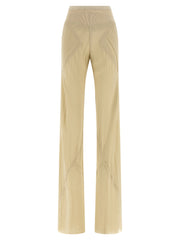 Women's Beige Silk Flared Pants