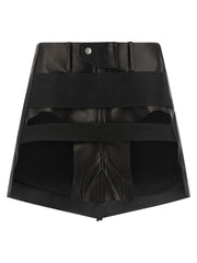 Women's Black Calfskin Long Skirt