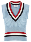 Women's Blue Cotton Sleeveless Jacket Clothing