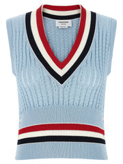 Women's Blue Cotton Sleeveless Jacket Clothing
