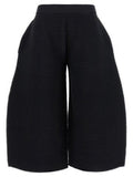 Women's Black Polyester Cropped Pants