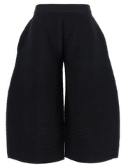 Women's Black Polyester Cropped Pants