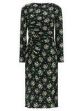 Women's Black Synthetic Midi Dress