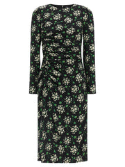 Women's Black Synthetic Midi Dress