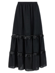 Women's Black Linen Mini Skirt