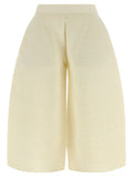 Women's White Polyester Cropped Pants