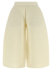 Women's White Polyester Cropped Pants