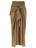 Women's Beige Polyester Mini Skirt