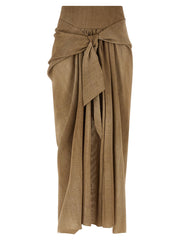 Women's Beige Polyester Mini Skirt