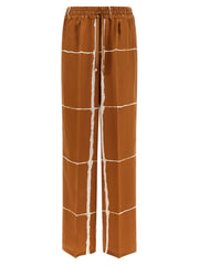 Women's Brown Silk Casual Pants