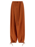 Women's Orange Cotton Casual Pants