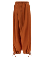 Women's Orange Cotton Casual Pants