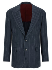 Men's Blue Hemp Blazer Clothing
