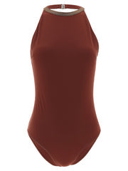 Women's Bordeaux Polyamide One-Piece Swimsuit Clothing