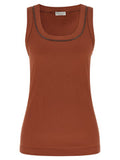 Women's Brown Cotton Sleeveles T-Shirt