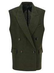Women's Bicolor Linen Sleeveless Jacket Clothing