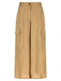 Women's Beige Linen Cargo Pants
