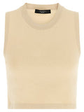 Women's Beige Viscose Sleeveles T-Shirt