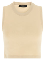 Women's Beige Viscose Sleeveles T-Shirt