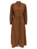 Women's Brown Cotton Long Dress