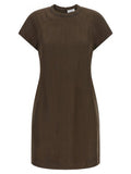 Women's Brown Viscose Short Dress