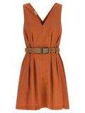 Women's Orange Cotton Short Dress