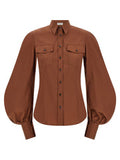 Women's Brown Cotton Blouse
