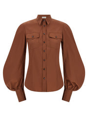 Women's Brown Cotton Blouse