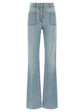 Women's Blue Cotton High-Waisted Jean Clothing