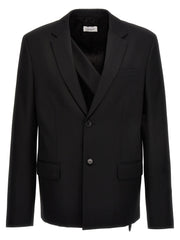 Men's Black Wool Blazer Clothing